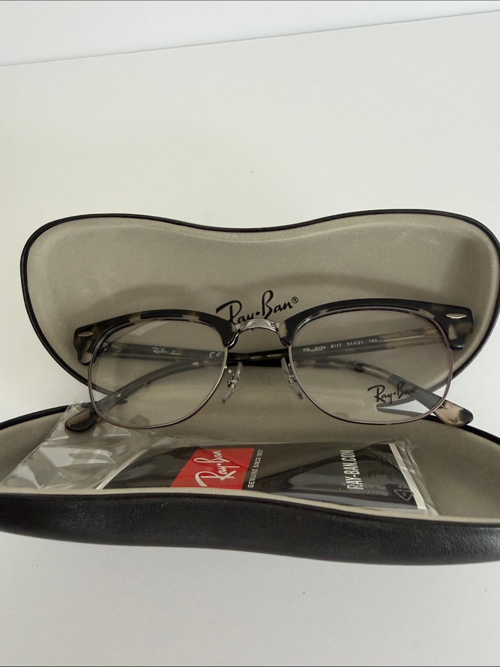 Classic Semi-Rim Browline Glasses In Tortoiseshell Gray Havana Clubmaster 5154